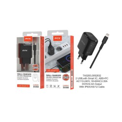 MTK FAST ADAPTER CHARGER TA0283 NE WITH IP 5-12 CABLE AND SMART RECOGNITION CHIP 2 USB PORTS 2.4A MAX BLACK MTK FAST ADAPTER CHARGER TA0283 NE WITH IP 5-12 CABLE AND SMART RECOGNITION CHIP 2 USB PORTS 2.4A MAX BLACK